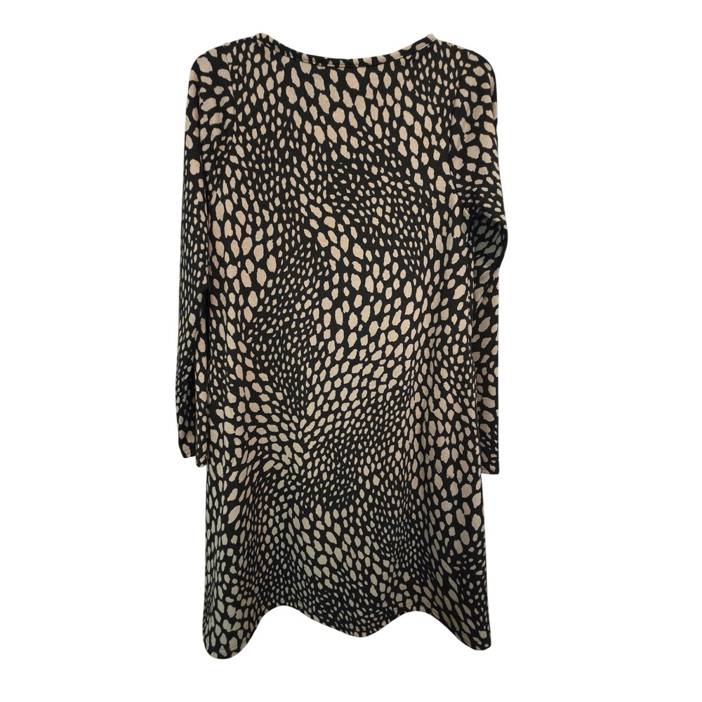 Hand Jive Wear Art‎ Womens Black Tan Abstract Pebble Long Sleeve Shift Dress S - Picture 9 of 9